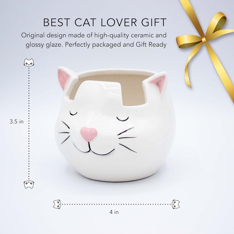 Luvberries حامل نظارات قطة بيضاء، ملحقات متعددة الاستخدامات للمكياج والقرطاسية، مدمج ولطيف - Image 2